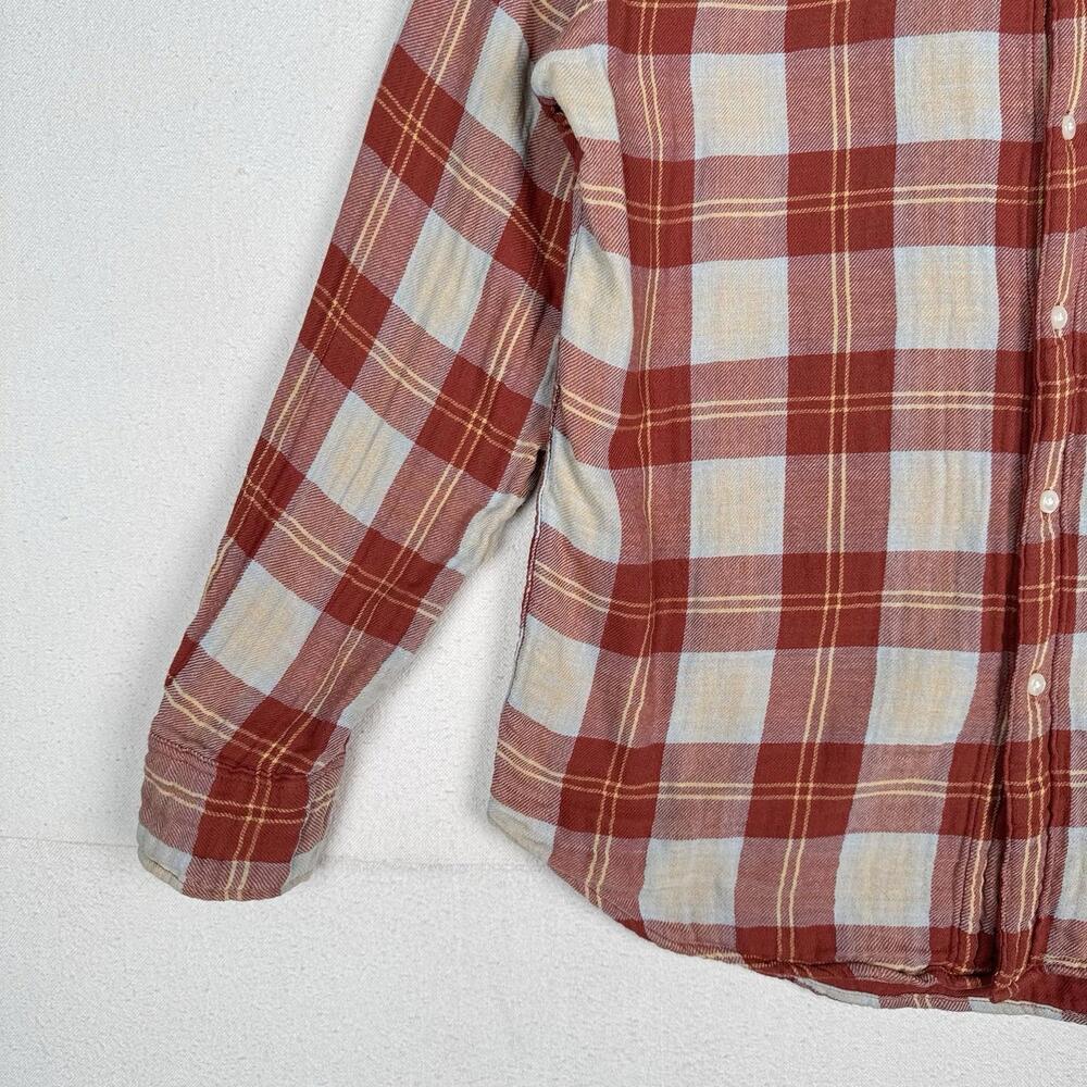 J.Crew Shirt Men’s L Double Weave Slim Fit Plaid Shirt Burnt Orange Red - Picture 5 of 9